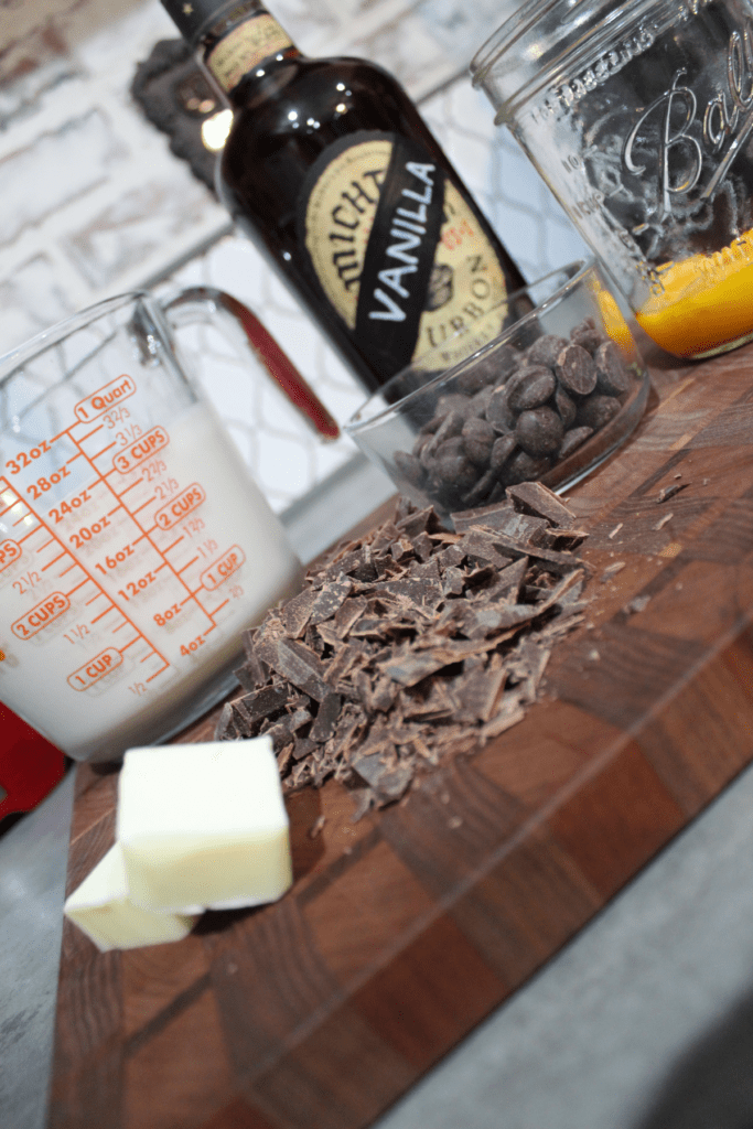 Cutting board with chocolate pudding cast of characters