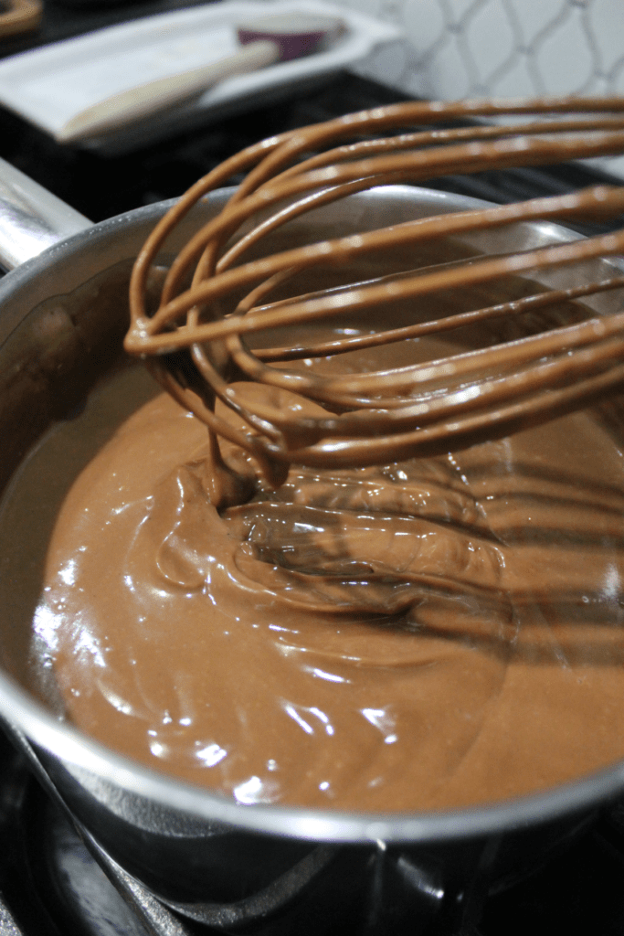 Melted and combines chocolate pudding