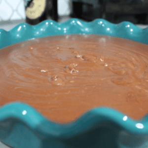 Completed Old-Fashion Chocolate Pudding in Pie Dish