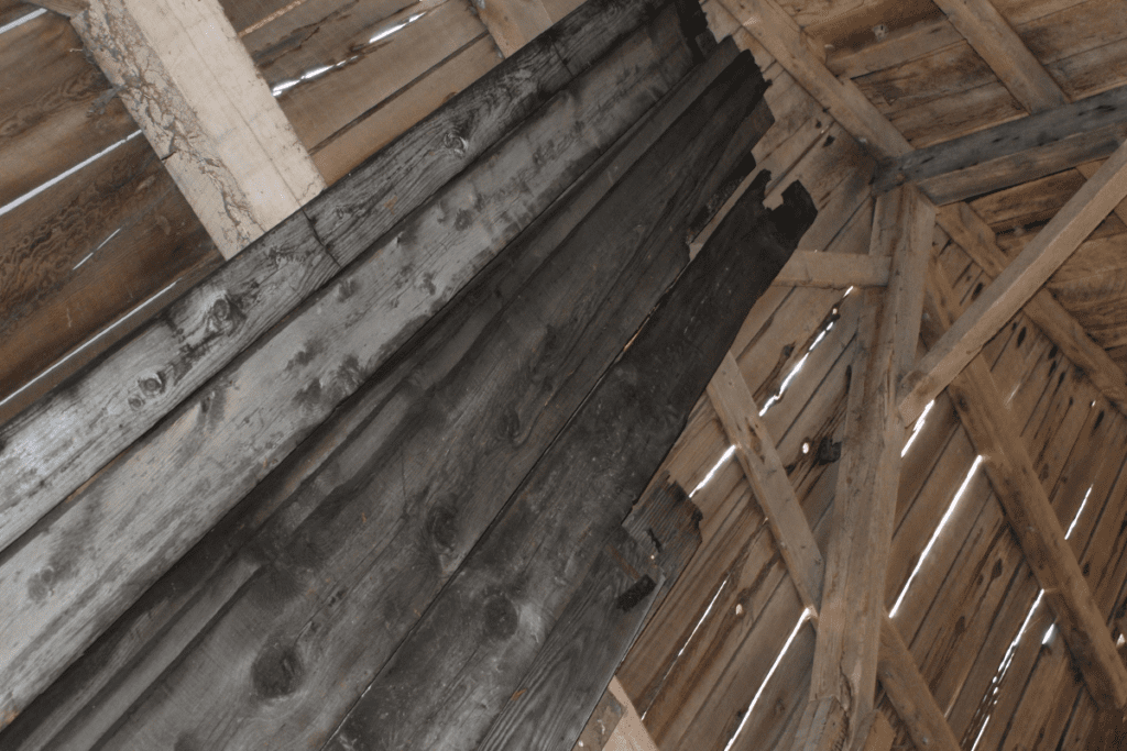 Stack of reclaimed barnwood in our bank barn