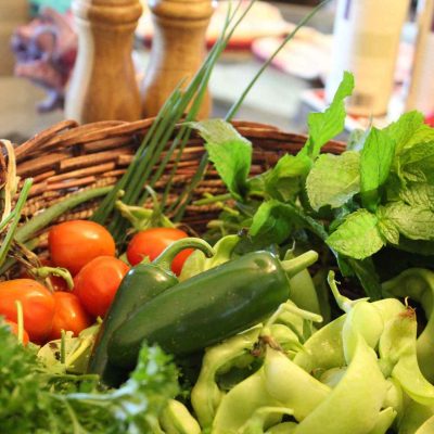 Vegetables in a basket.